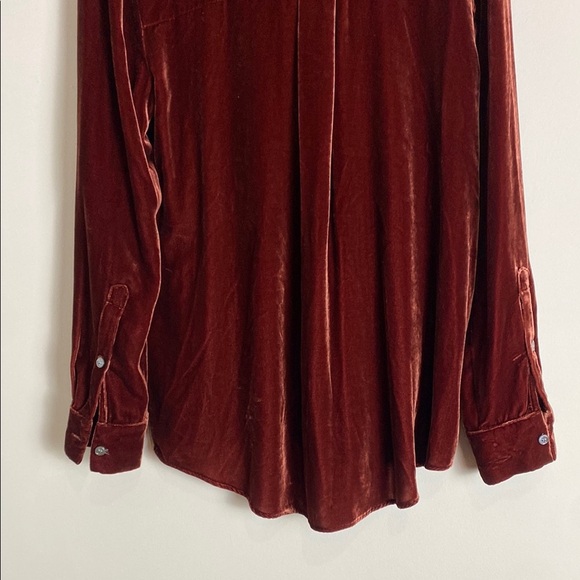 Sundance Bohemian Alvina Classic Button Down Velvet Top Red Brick Size XS - Picture 8 of 8